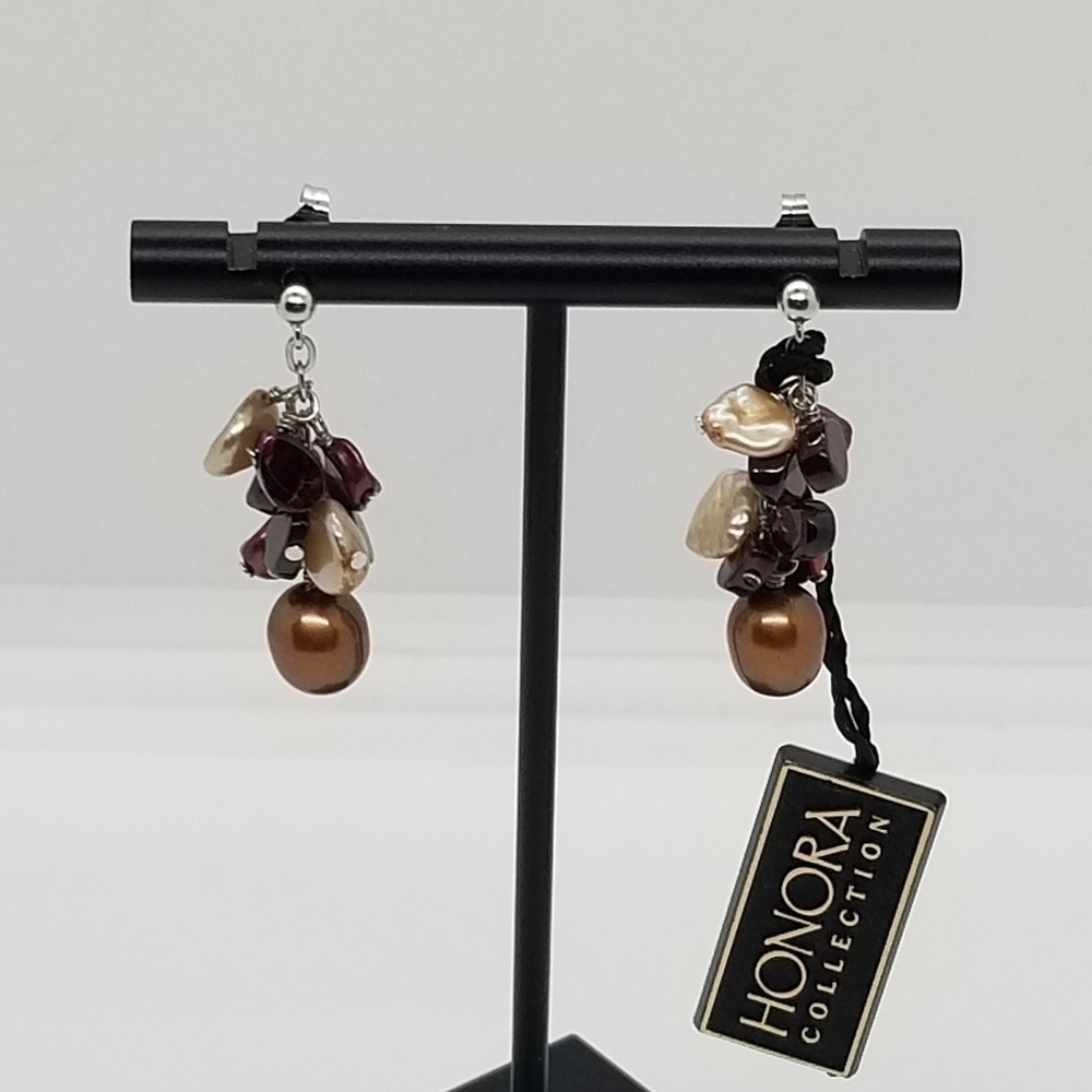 NWT Honora earrings sterling silver with stones and colored pearls